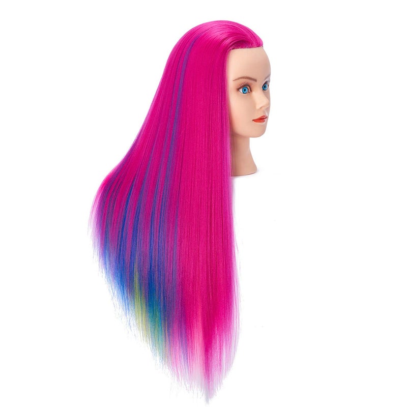 Hairlink 26-28'' Mannequin Head Yaki Synthetic Fiber Hair Styling Training Head Dolls for Cosmetology Manikin Maniquins Practice Head with Stand (6611W0320) - Image 5